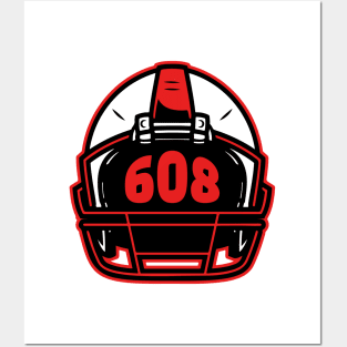 Retro Football Helmet 608 Area Code Madison Wisconsin Football Posters and Art